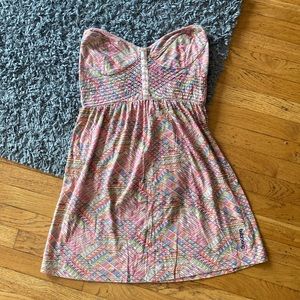 Billabong Colorful Strapless Mini Dress Size Medium